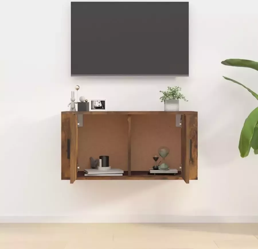 VidaXL -Tv-wandmeubel-80x34 5x40-cm-gerookt-eikenkleurig - Foto 2