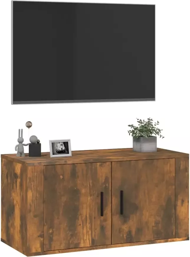 VidaXL -Tv-wandmeubel-80x34 5x40-cm-gerookt-eikenkleurig - Foto 4