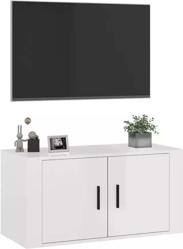 VidaXL -Tv-wandmeubel-80x34 5x40-cm-hoogglans-wit - Foto 3