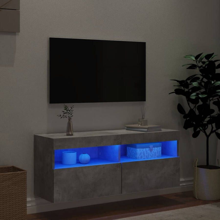 VidaXL -Tv-wandmeubel-met-LED-verlichting-100x30x40-cm-betongrijs