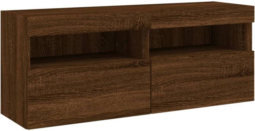 VidaXL -Tv-wandmeubel-met-LED-verlichting-100x30x40-cm-bruineikenkleur - Foto 2