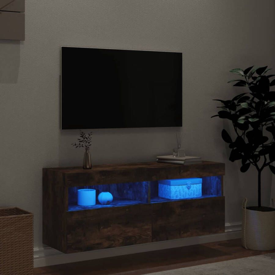 VidaXL -Tv-wandmeubel-met-LED-verlichting-100x30x40-cm-gerookt-eiken