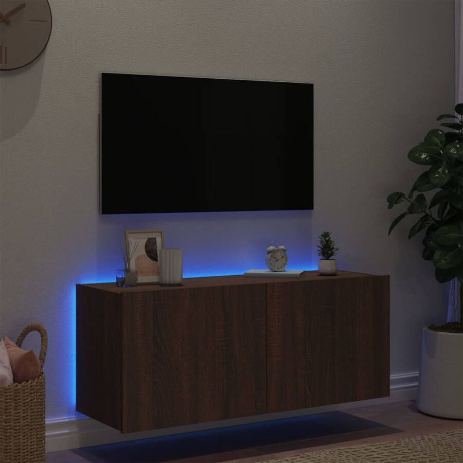 VidaXL -Tv-wandmeubel-met-LED-verlichting-100x35x41-cm-bruineikenkleur