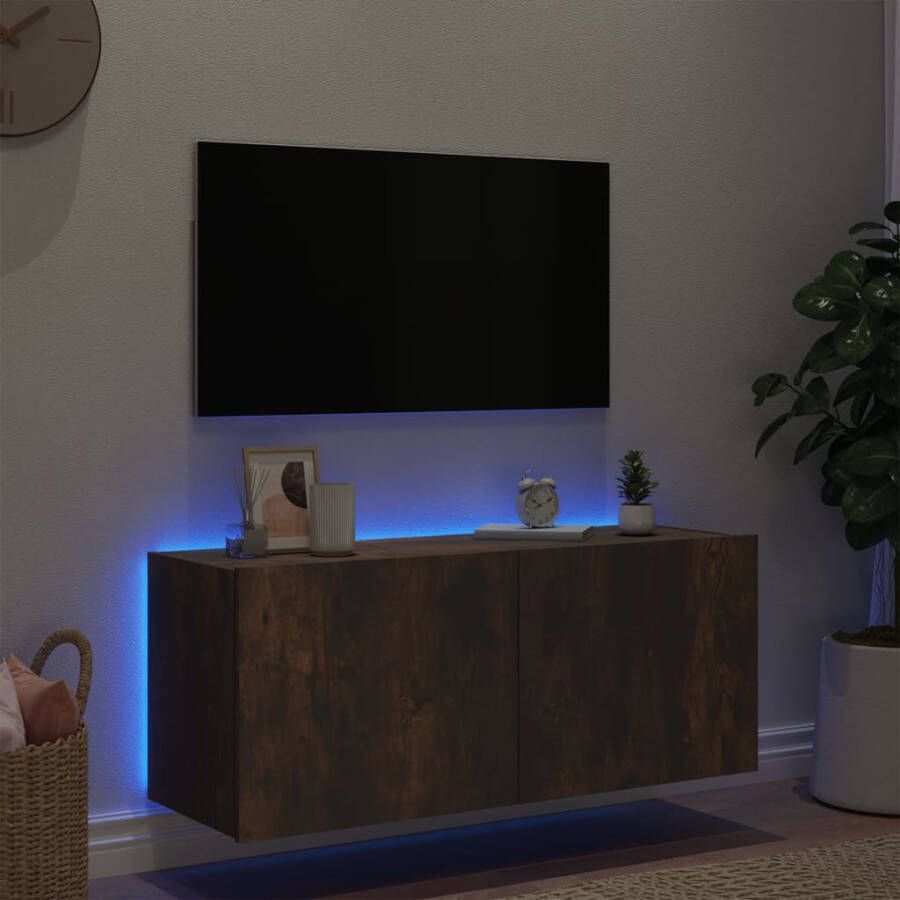 VidaXL -Tv-wandmeubel-met-LED-verlichting-100x35x41-cm-gerookt-eiken