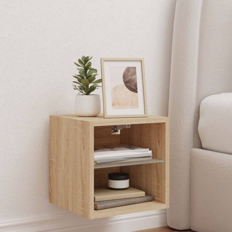 VidaXL -Tv-wandmeubel-met-LED-verlichting-30x28 5x30-cm-sonoma-eiken - Foto 2