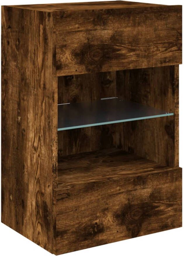 VidaXL -Tv-wandmeubel-met-LED-verlichting-40x30x60 5-cm-gerookt-eiken - Foto 2