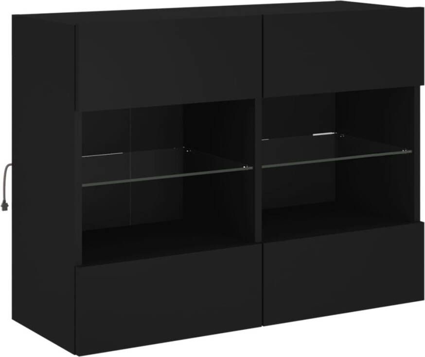 VidaXL -Tv-wandmeubel-met-LED-verlichting-78 5x30x60 5-cm-zwart - Foto 2