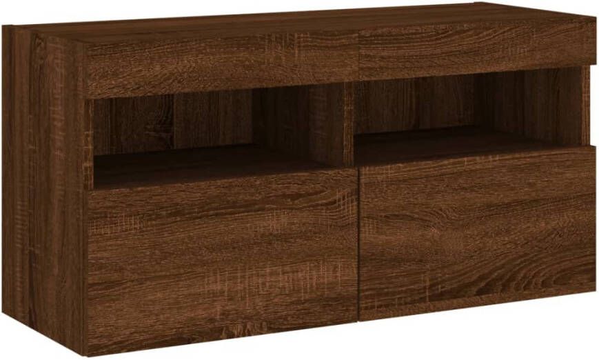 VidaXL -Tv-wandmeubel-met-LED-verlichting-80x30x40-cm-bruineikenkleurig - Foto 2