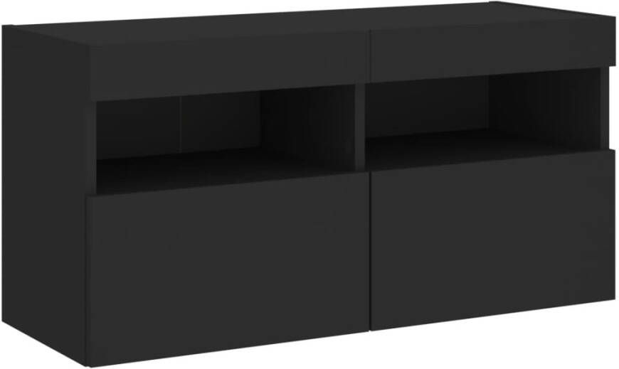 VidaXL -Tv-wandmeubel-met-LED-verlichting-80x30x40-cm-zwart - Foto 2