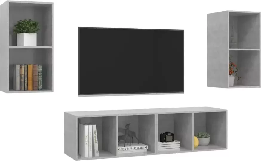 VidaXL Tv-wandmeubelen 4 st bewerkt hout betongrijs - Foto 5