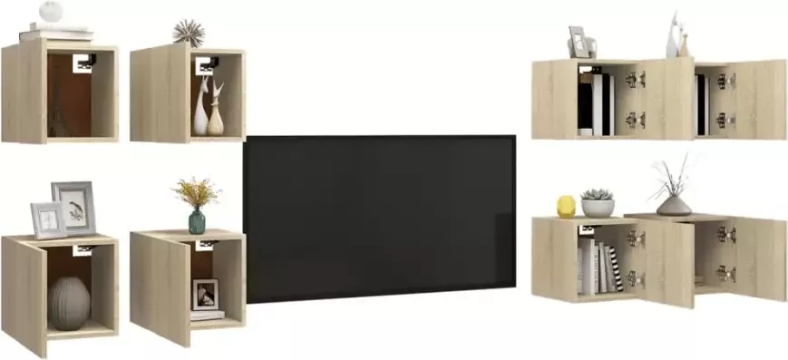 VidaXL -Tv-wandmeubelen-8-st-30 5x30x30-cm-sonoma-eikenkleurig - Foto 3