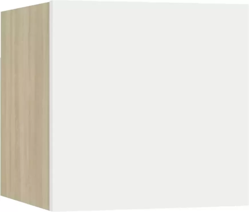 VidaXL -Tv-wandmeubelen-8-st-30 5x30x30-cm-wit-en-sonoma-eikenkleurig - Foto 2