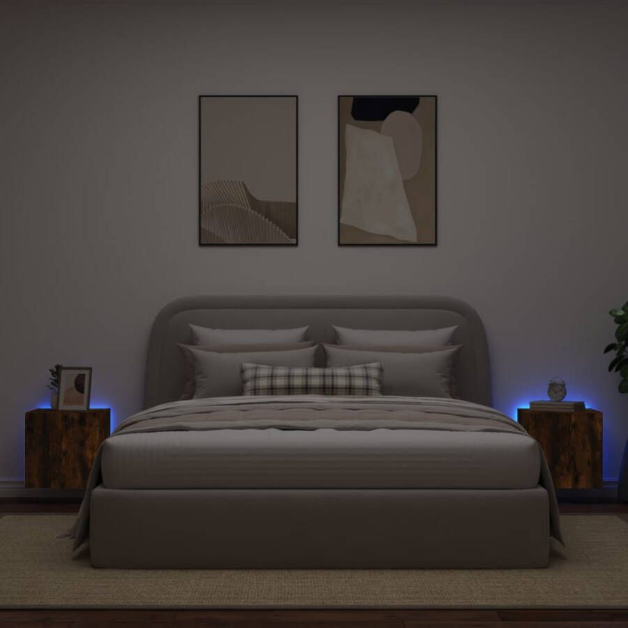 VidaXL -Tv-wandmeubelen-met-LED-2-st-40 5x35x40-cm-gerookt-eikenkleurig