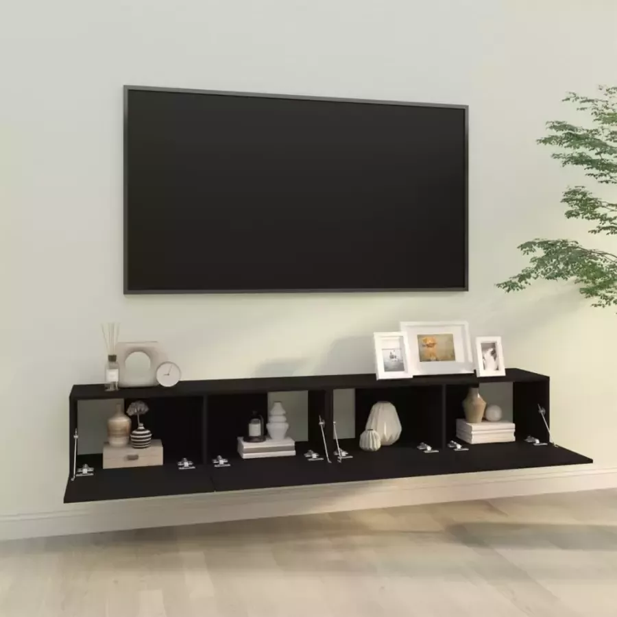 VidaXL -Tv-wandmeubels-2-st-100x30x30-cm-bewerkt-hout-zwart - Foto 1