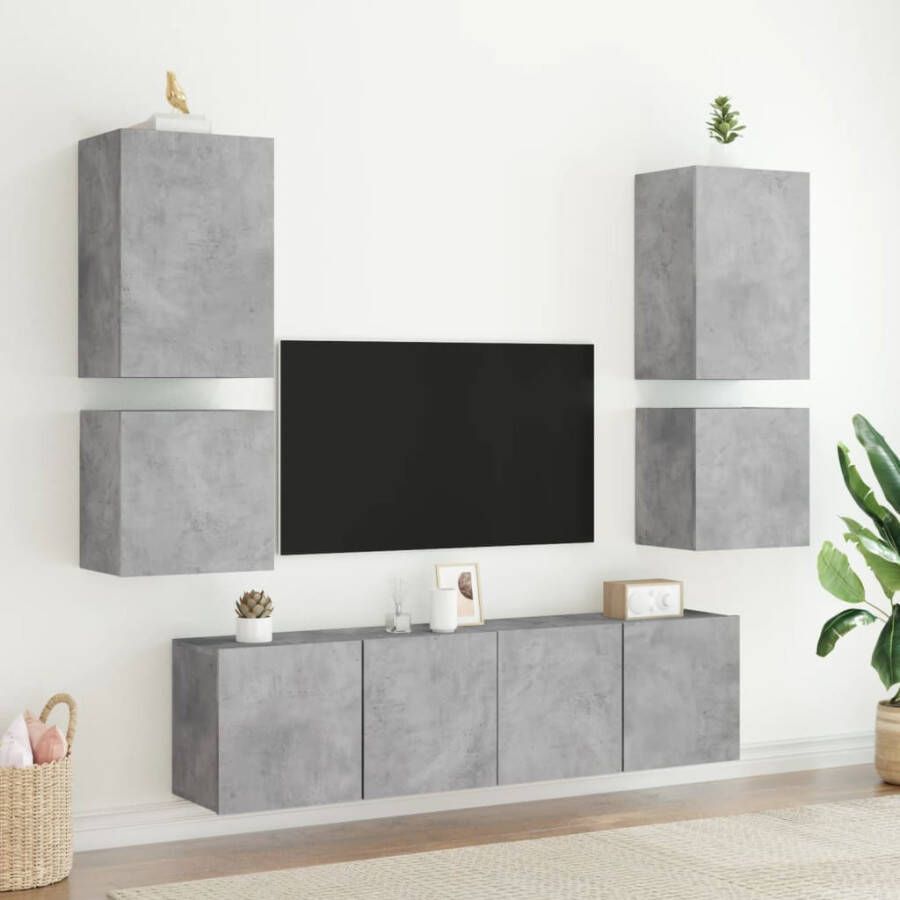 VidaXL -Tv-wandmeubels-2-st-40 5x30x40-cm-bewerkt-hout-betongrijs - Foto 2