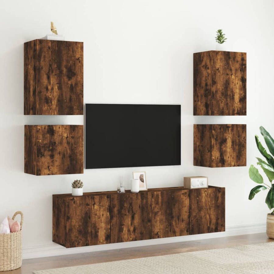 VidaXL -Tv-wandmeubels-2-st-40 5x30x40-cm-bewerkt-hout-gerookt-eiken - Foto 2