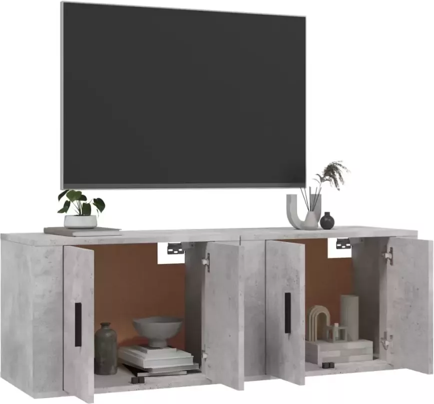 VidaXL -Tv-wandmeubels-2-st-57x34 5x40-cm-betongrijs - Foto 1