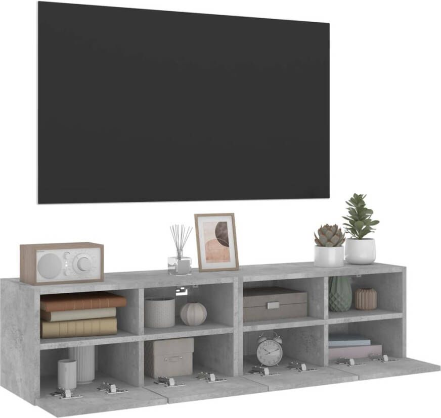 VidaXL -Tv-wandmeubels-2-st-60x30x30-cm-bewerkt-hout-betongrijs - Foto 2