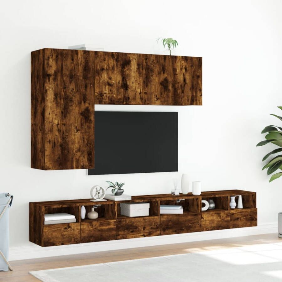 VidaXL -Tv-wandmeubels-2-st-60x30x30-cm-bewerkt-hout-gerookt-eikenkleur - Foto 2