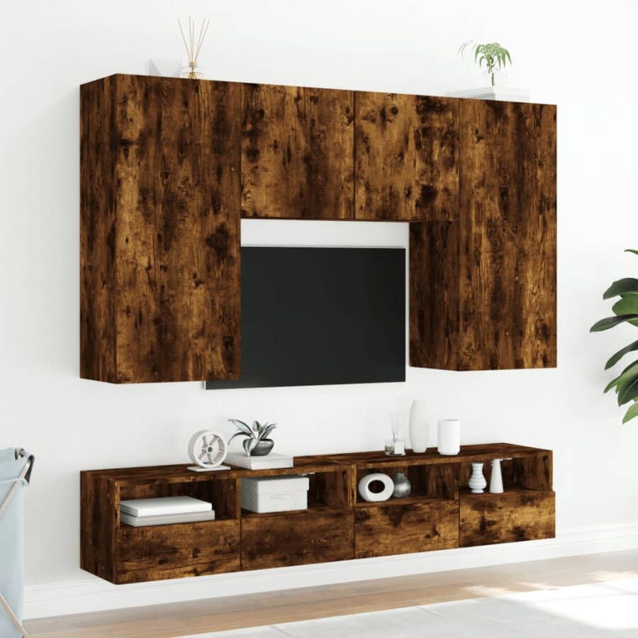 VidaXL -Tv-wandmeubels-2-st-80x30x30-cm-bewerkt-hout-gerookt-eikenkleur - Foto 2