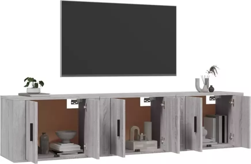 VidaXL -Tv-wandmeubels-3-st-57x34 5x40-cm-grijs-sonoma-eikenkleurig - Foto 1