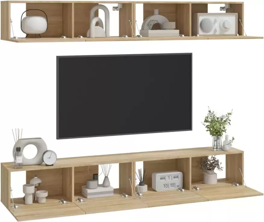 VidaXL -Tv-wandmeubels-4-st-100x30x30-cm-sonoma-eikenkleurig - Foto 4