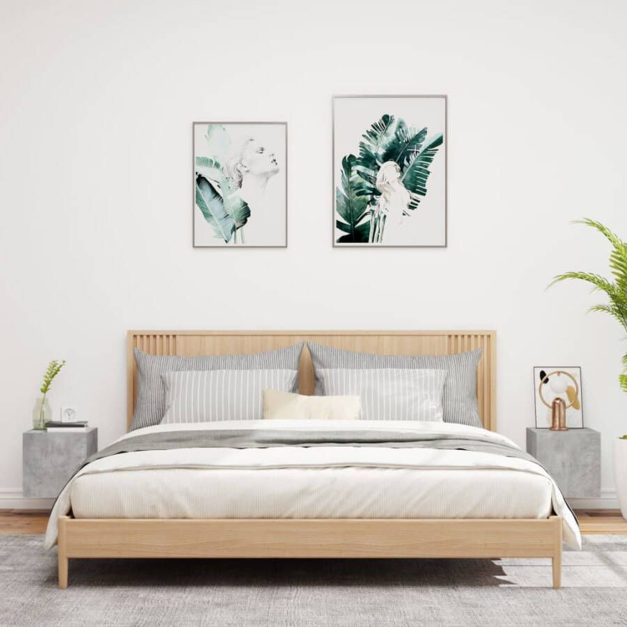 VidaXL -Tv-wandmeubels-met-LED-2-st-30 5x35x30-cm-betongrijs - Foto 2