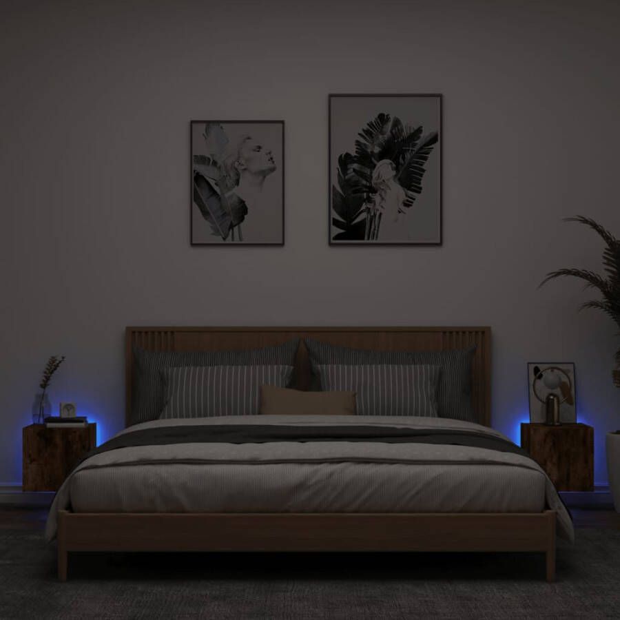 VidaXL -Tv-wandmeubels-met-LED-2-st-30 5x35x30-cm-gerookt-eikenkleurig