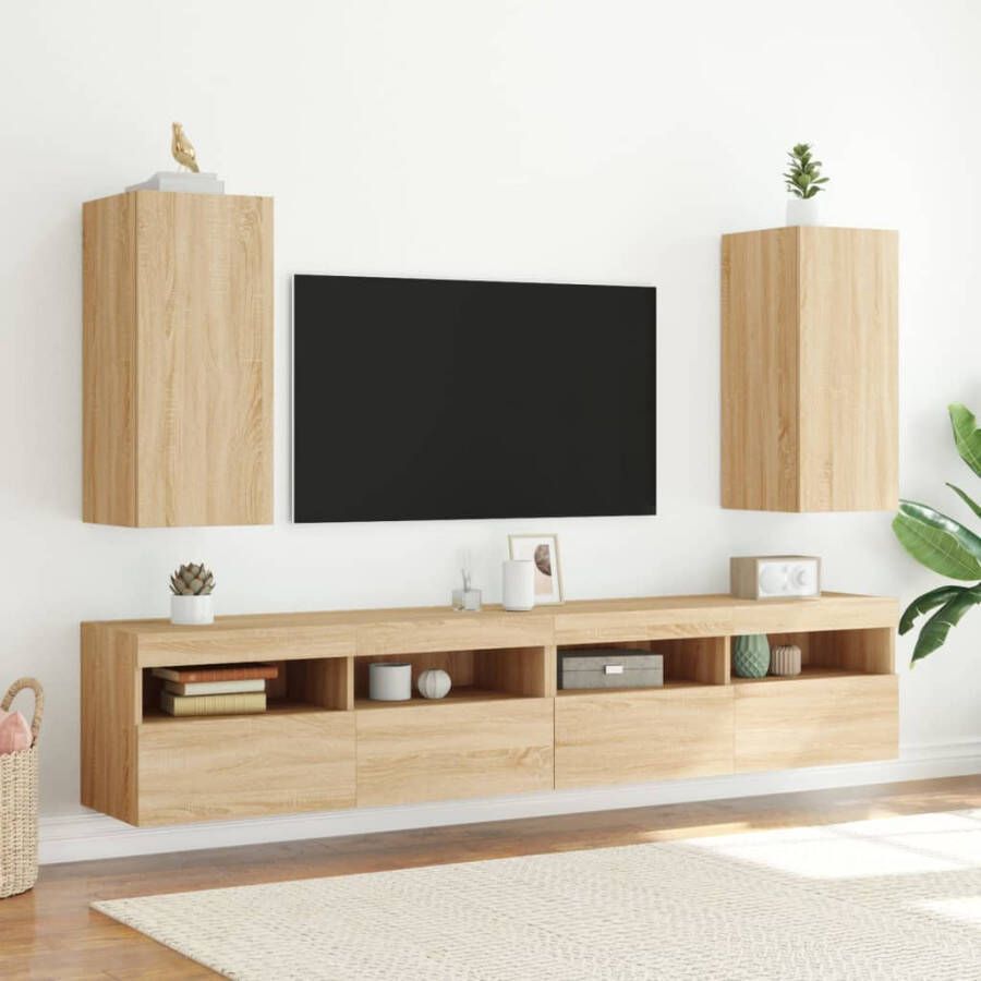 VidaXL -Tv-wandmeubels-met-LED-2-st-30 5x35x70-cm-sonoma-eikenkleurig - Foto 2