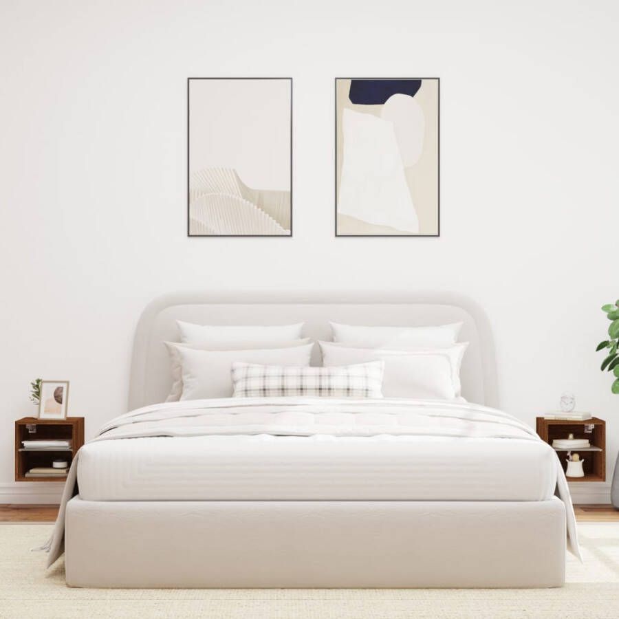 VidaXL -Tv-wandmeubels-met-LED-2-st-30x28 5x30-cm-bruineikenkleurig - Foto 2