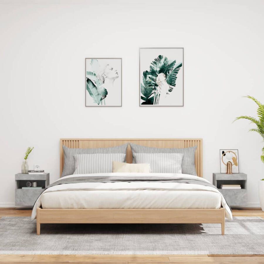 VidaXL -Tv-wandmeubels-met-LED-2-st-40x30x40-cm-betongrijs - Foto 2