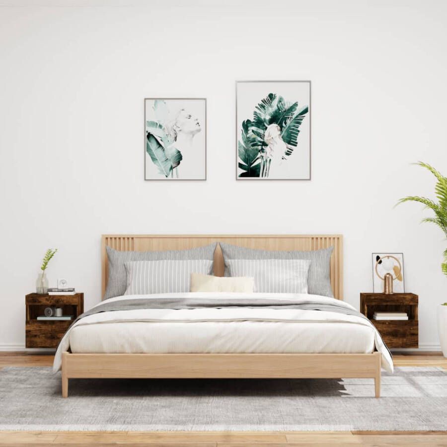 VidaXL -Tv-wandmeubels-met-LED-2-st-40x30x40-cm-gerookt-eikenkleurig - Foto 2