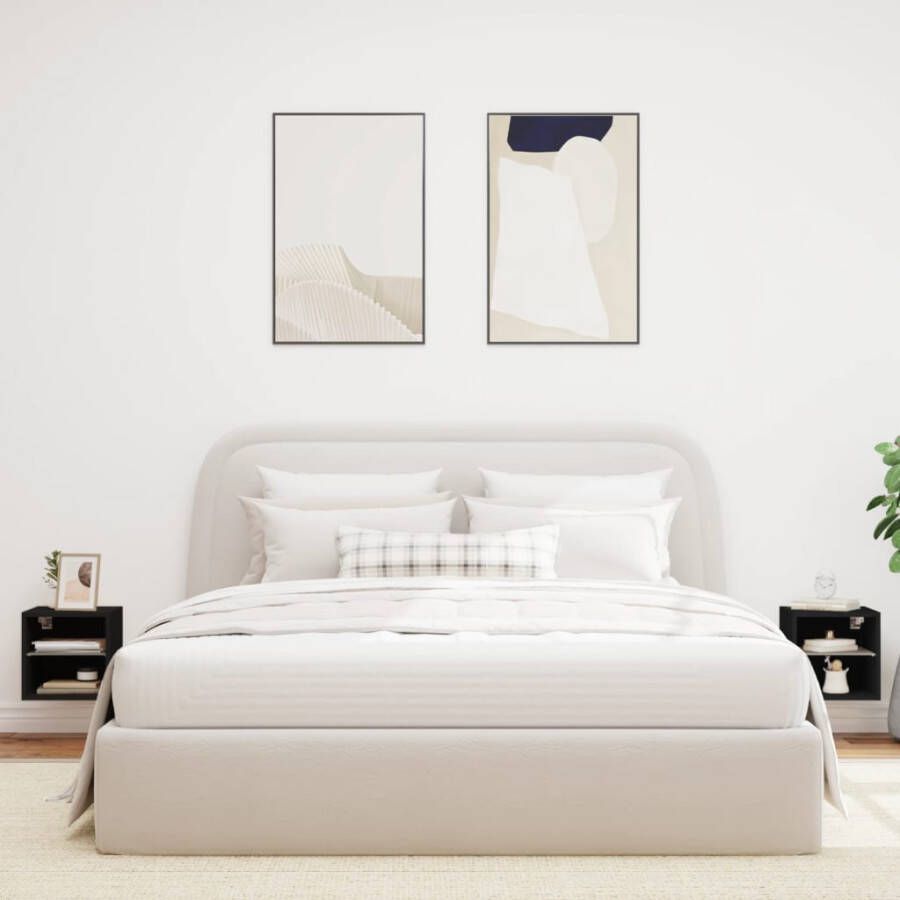 VidaXL -Tv-wandmeubels-met-LED-verlichting-2-st-30x28 5x30-cm-zwart - Foto 2