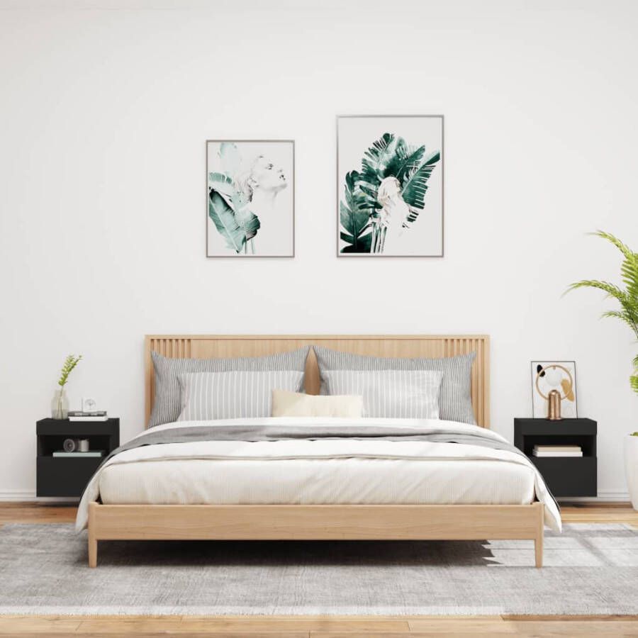 VidaXL -Tv-wandmeubels-met-LED-verlichting-2-st-40x30x40-cm-zwart - Foto 2