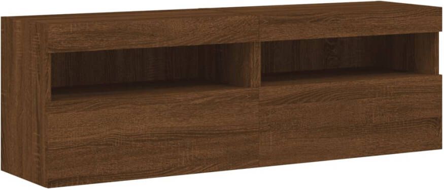 VidaXL -Tv-wandmeubels-met-LED-verlichting-2-st-60x30x40-cm-bruineiken - Foto 2