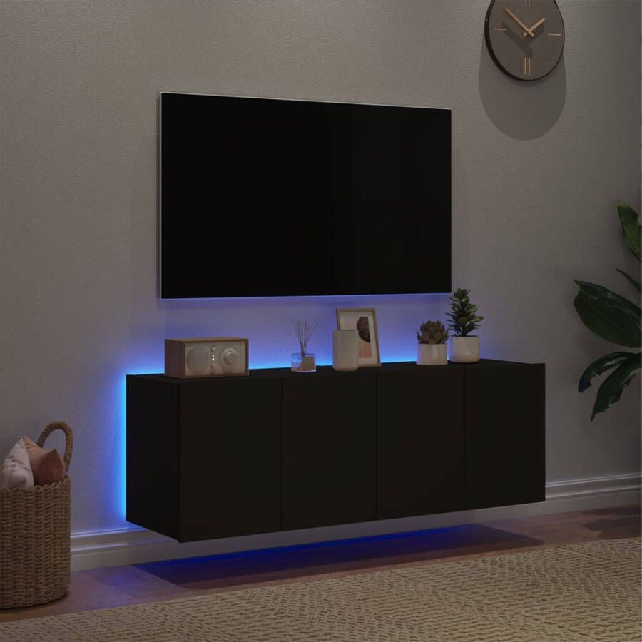 VidaXL -Tv-wandmeubels-met-LED-verlichting-2-st-60x35x41-cm-zwart