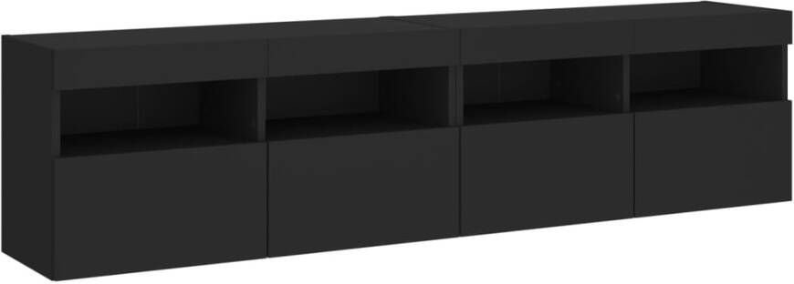 VidaXL -Tv-wandmeubels-met-LED-verlichting-2-st-80x30x40-cm-zwart - Foto 2