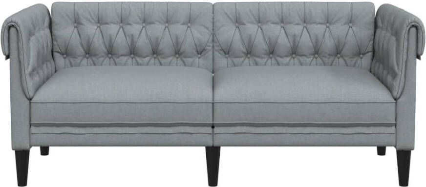 VidaXL -Tweezitsbank-Chesterfield-stijl-stof-lichtgrijs - Foto 4