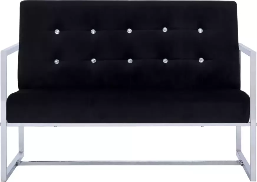VidaXL -Tweezitsbank-met-armleuningen-chroom-en-fluweel-zwart - Foto 4