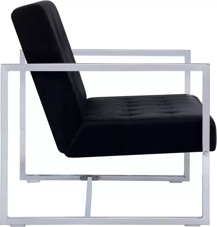 VidaXL -Tweezitsbank-met-armleuningen-chroom-en-fluweel-zwart - Foto 3