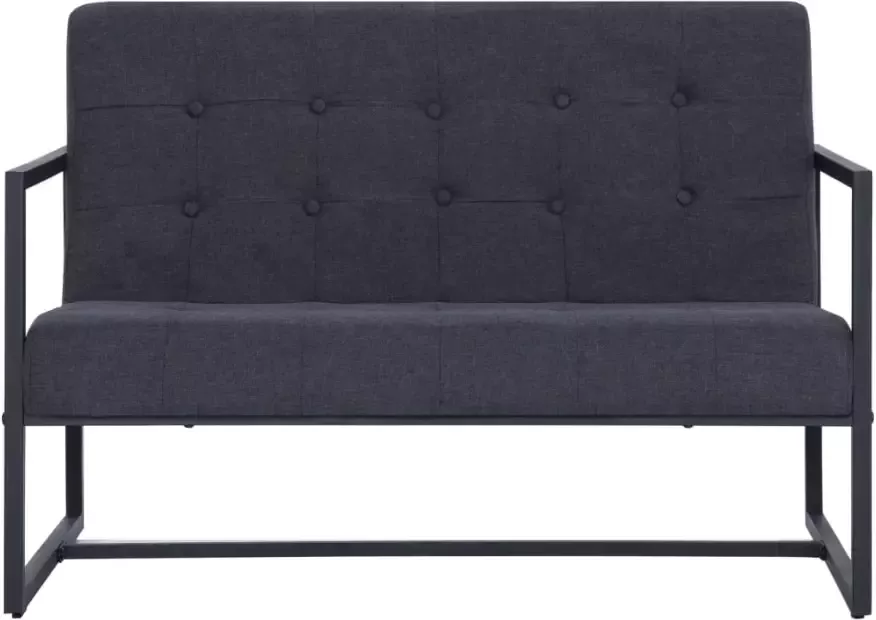 VidaXL -Tweezitsbank-met-armleuningen-staal-en-stof-donkergrijs - Foto 2