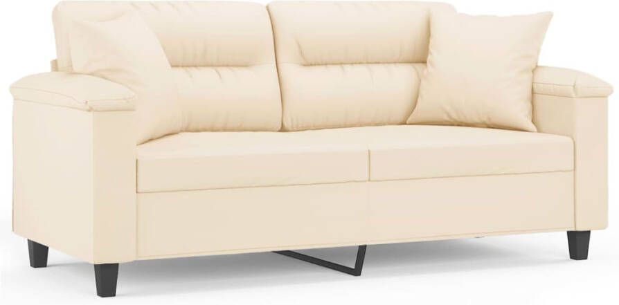 VidaXL -Tweezitsbank-met-kussens-140-cm-microvezelstof-beige - Foto 3