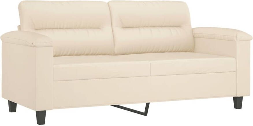 VidaXL -Tweezitsbank-met-kussens-140-cm-microvezelstof-beige - Foto 2