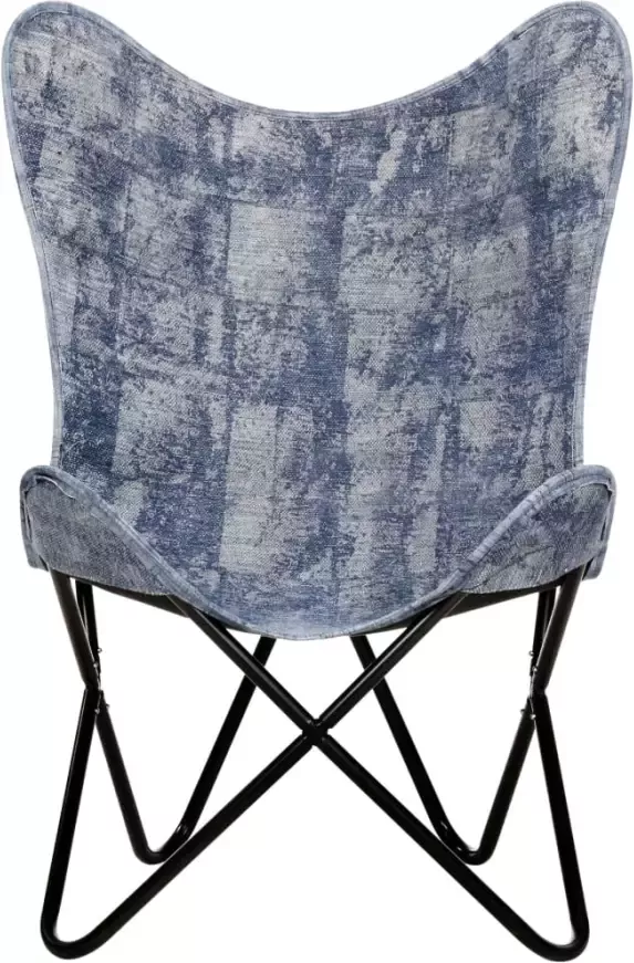 VIDAXL Vlinderstoel canvas indigo-blauw