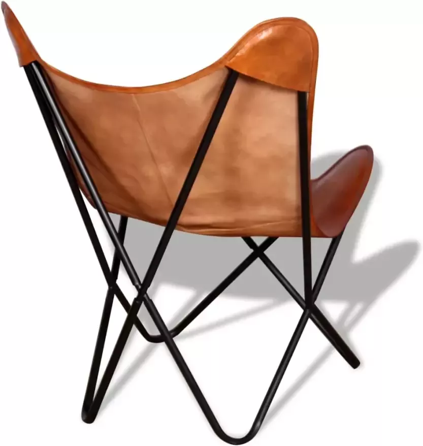 VIDAXL Vlinderstoel echt leer bruin - Foto 1