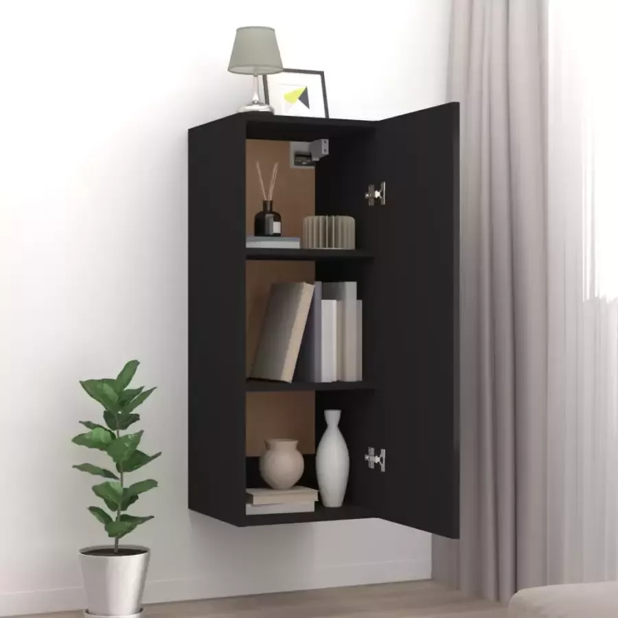 VidaXL Wandkast Zwart Stijlvol en Functioneel Wandkast Houten Kast Opbergkast Keukenopstelling Badkamermeubilair - Foto 4