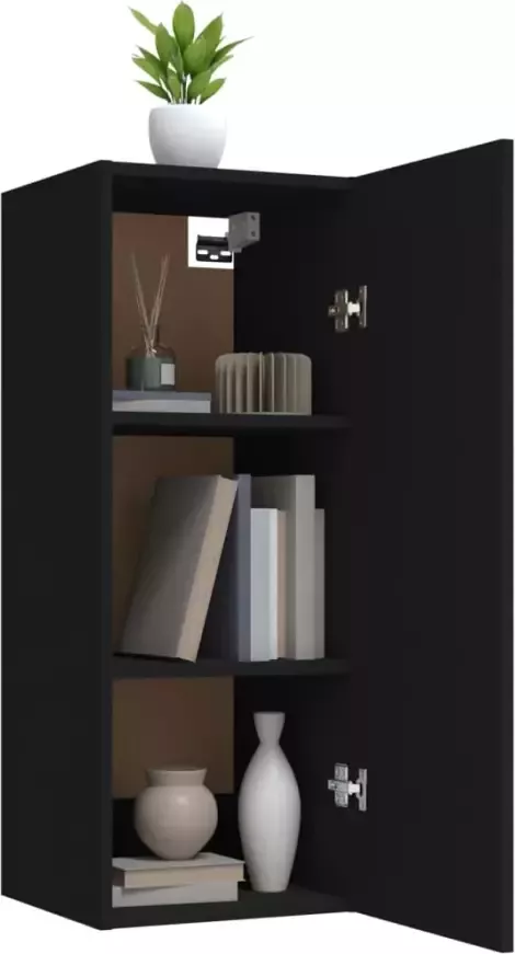 VidaXL Wandkast Zwart Stijlvol en Functioneel Wandkast Houten Kast Opbergkast Keukenopstelling Badkamermeubilair - Foto 10