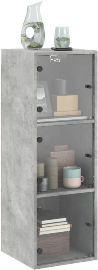VidaXL -Wandkast-met-glazen-deuren-35x37x100-cm-betongrijs - Foto 4