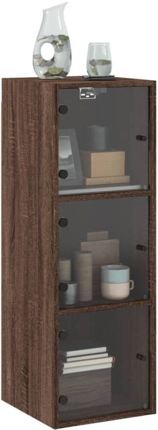 VidaXL -Wandkast-met-glazen-deuren-35x37x100-cm-bruineikenkleurig - Foto 4