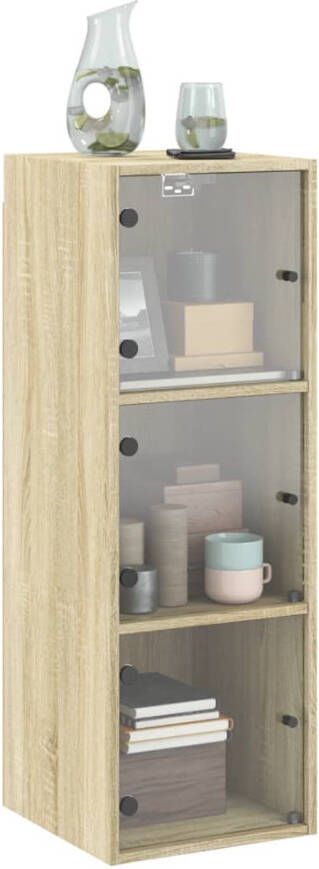 VidaXL -Wandkast-met-glazen-deuren-35x37x100-cm-sonoma-eikenkleurig - Foto 4